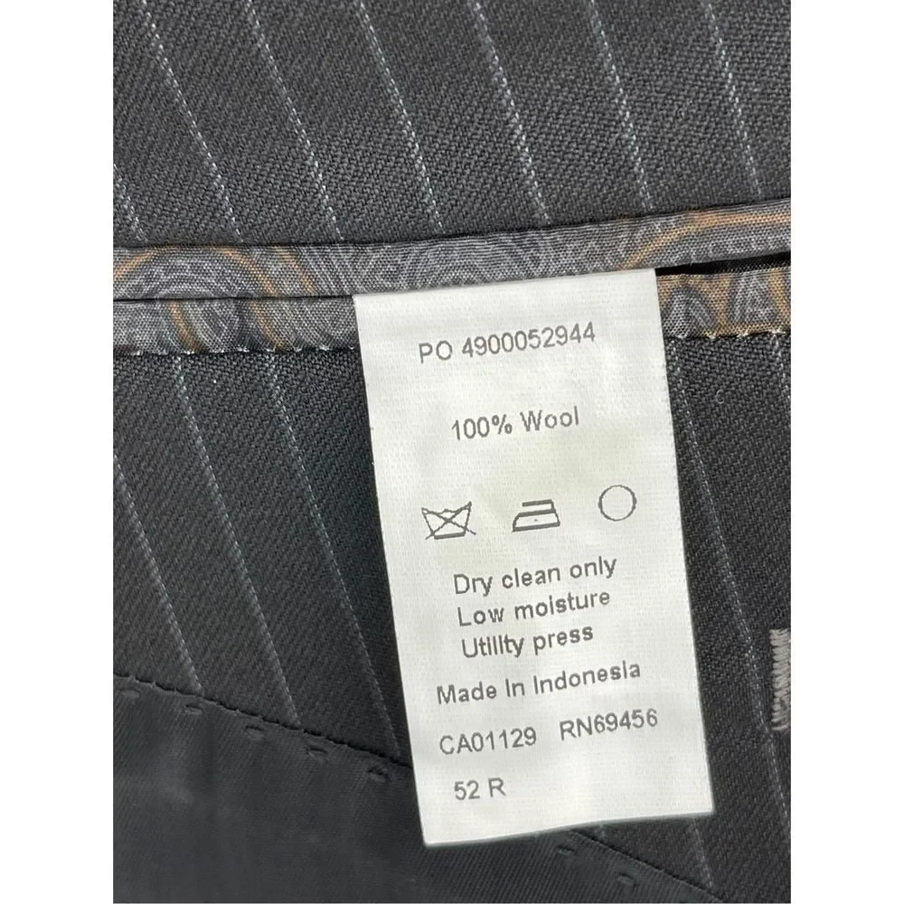 Lauren Ralph Lauren Blazer Sport‎ Coat Suit Jacket Men 52 R Black Striped Wool